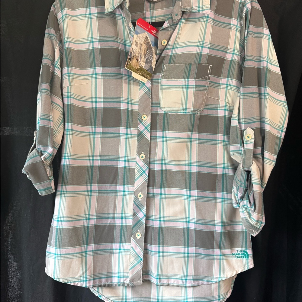 The North Face Women's Plaid Shirt - Gray, White & Teal